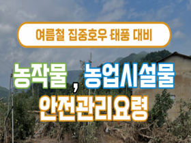 [썸네일 이미지] 여름철 집중호우·태풍대비 농작물, 농업시설물 안전관리요령 