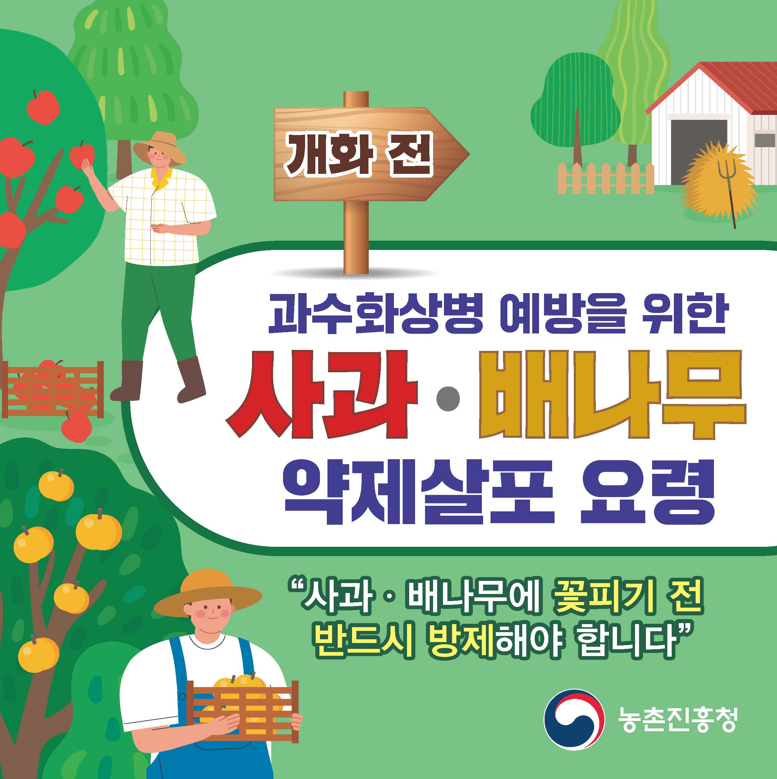 개화 전 과수화상병 예방을 위한 사과·배나무 약제살포 요령 