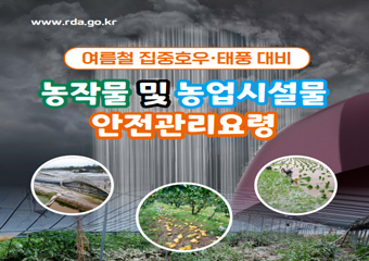 여름철 집중호우 · 태풍 대비 농작물 및 농업시설물 안전관리요령 www.rda.go.kr