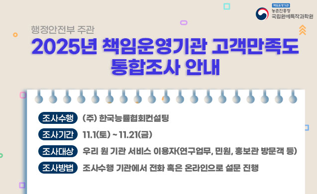 2025년 책임운영기관 고객만족도 통합조사 안내